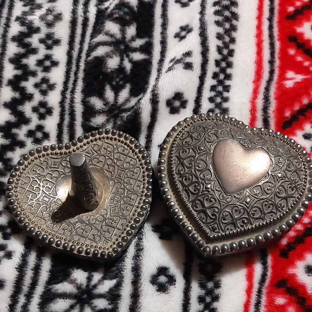 Silver Ring Holder And Trinket BixHeart-Shaped Silver Jewelry Box